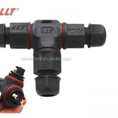 Power Cable T Connector 2 3 4 Pin Waterproof Ip68 Plastic Waterproof Electrical Wire 2pin 3way Connector photo-2