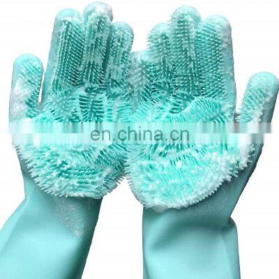 High quality 100% BPA free Magic Silicone Gloves with wash scrubber for kitchen household