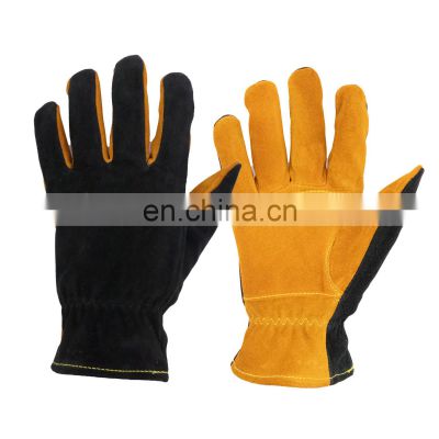 HANDLANDY Cow split Double Palm Mechanics Yard Construction Heavy Duty Industrial Gardening logging Leather Safety Gloves