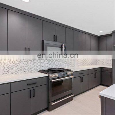 Matt Lacquer Modern Wood Kitchen Furniture Marble Counter Top Kitchen Cabinets