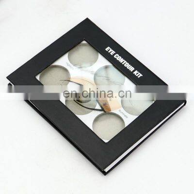 Transparent cosmetic empty palette packaging customized makeup 6 pan eyeshadow palette with clear window