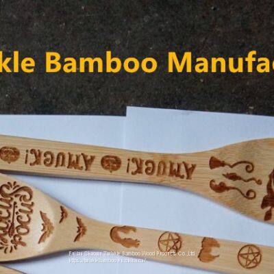 Halloween Idea Gift Bamboo Spoon Set Burn Bamboo Wooden Cooking Tool Engraved photo-2