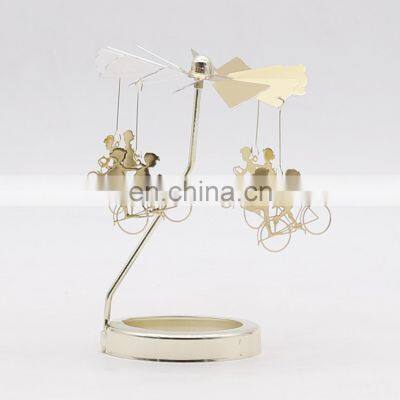 ENO factory customize Rotating Candlestick Creative European Iron Revolving Lantern Rotating Candle Holder