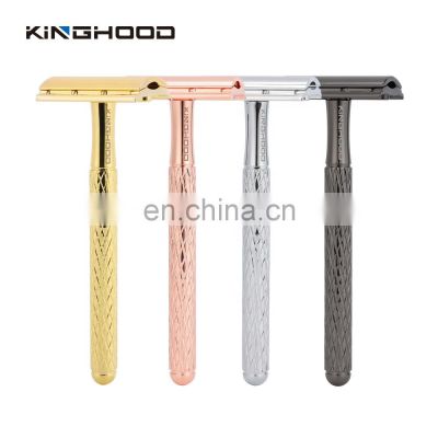 Gift box Hotel Hair Removal Cosmetics Daily Use Purple Metal Safety Razor Kinghood Best Double Edge Shaving Razor for women