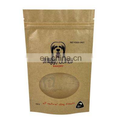 Wholesale Custom PET Food Bag Clear Window Kraft Paper Stand Up Pouch With Zipper For Food Packaging