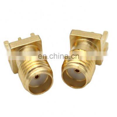 SMA C RF Connector gold plated Straight Female Edge PCB Mount Connector Brass Gold Plating SMA Female Base Socket Jack Connector