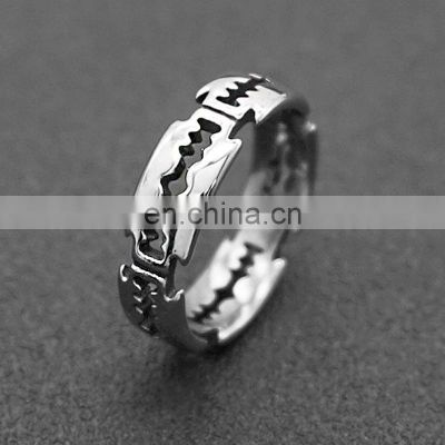 Charm Stainless Steel Hip Hop Bladed Ring Fashion Punk Rock Black Silver Color Ring Lover Couple Rings