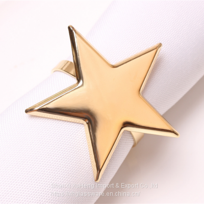 Rose Gold Silver Red White Colored Five-pointed Star Table Napkin Buckle Rings photo-2