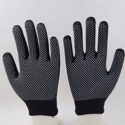 Black Polyester Thread Knitted PVC Dot Palm Coated Anti-slip Safety Work Gloves photo-2