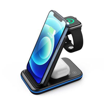 15W 3-in-1 Folding Design Charger Wireless Charging Bank Magnetic Portable Charge Station Fast Charge