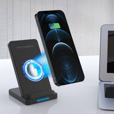 Sustainable 15W Magnetic Wireless Charger Stand ABS Wood Phone Holder and Desk Organizer with Type-C Port