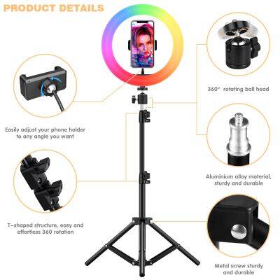 14 Colors Portable Remote Control With Tripod Stand 10 Inch LED Ringlight RGB Ring Light Ring Light With Tripod Stand