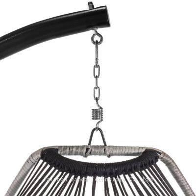 Durable Modern Outdoor Furniture Hanging Egg Swing Chair With Cushion PE Rattan Metal Frame Living Room Hotel Bedroom Courtyard photo-5
