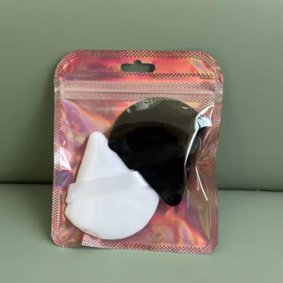 New Arrival Cosmetic Makeup Cotton Microfiber Plush Puff Wholesale Soft Absorbed Triangle Powder Puff in Zipper Bag Customized