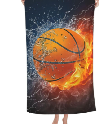 Basketball Cool Beach Towel Large Soft Absorbent Microfiber Quick Dry Oversized Bath Towels