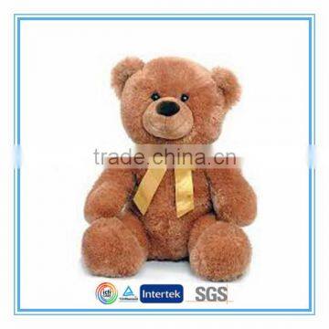 Custom brown teddy bear with gold ribbon