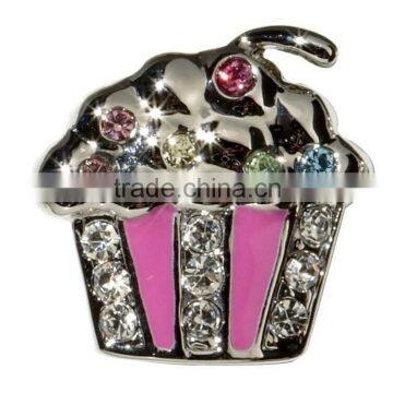 Wholesale Rhinestone Zinc Alloy Cupcake Slide Charm