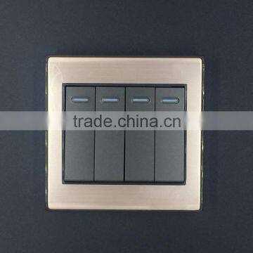 PC material with aluminum frame dubai style wall switch, color electrical switch
