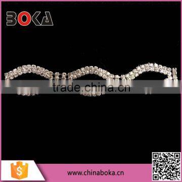 BOKA high quality vintage luxurious rhinestone crystal trim, bling bling rhinestone chain trim for dresses