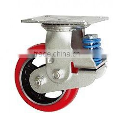 Shock absorbering (Spring) pu caster wheel