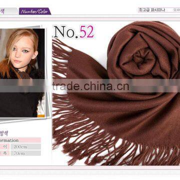 Wholesale Vogue Trendy Coffee Color Acrylic Plain Pashmina Shawl Wholesale