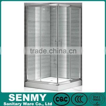 Guangdong manufacture foshan factory acrylic tray bathroom shower square cheap double sliding shower door bearing