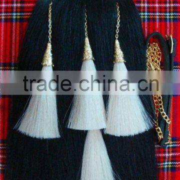 Real Horse Hair PIper Sporran With Celtic Design Candle Made Of Leather Material