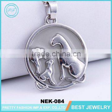 wholesale  round shanpe silver alloy wolf necklace for mother's day gifts