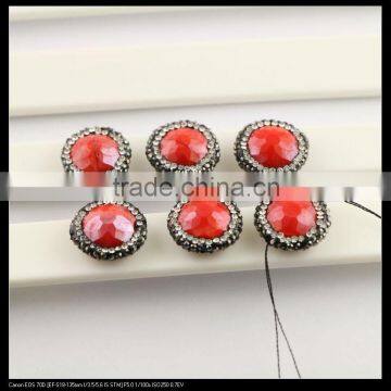 LFD-0092B Wholesale Faceted Stone Beads,Round Shape,with Crystal Rhinestone Paved Loose Connector Beads For Jewelry Making photo-3