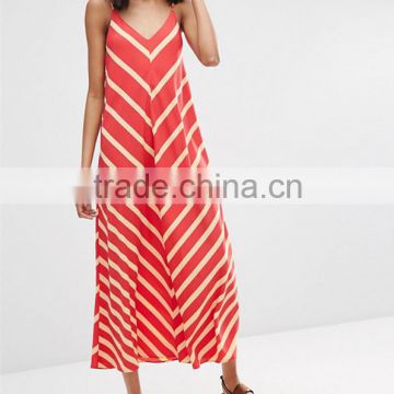 New Design Custom Stripe Sleeveless Simple Maxi Dress HSD2464