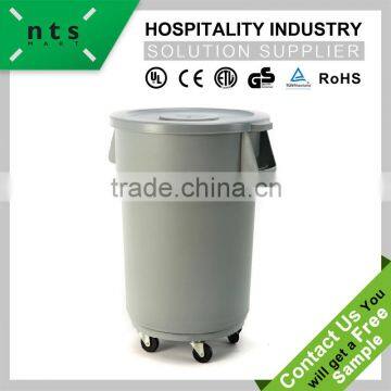 grey with wheel circular dustbin
