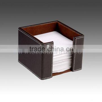 PU 2014 Custom Paper cube memo holder MDF and faux leather memo pad holder shenzhen factory