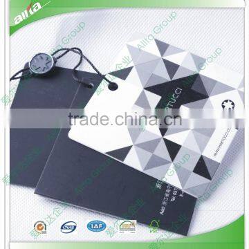Custom garment hang tag with hang tag string/plastic seal tags by own factory