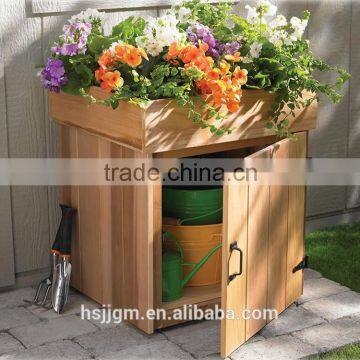 outdoor wooden garden stool storage box