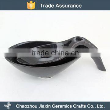 Exquisite high quality black ceramic salad plate for hotel