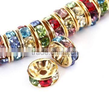 Gold Plated Multicolor Color #M01 Rhinestone Jewelry Rondelle Spacer Beads Variation Color and Size 4mm/6mm/8mm/10mm