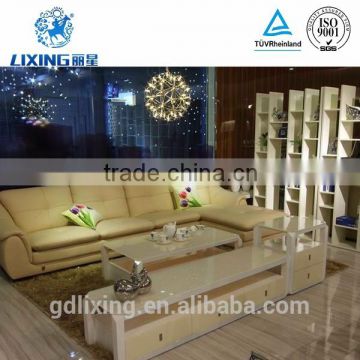 High Gloss Tempered Glass MDF Tea Table