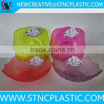 transparent flower shape plastic fruit plate