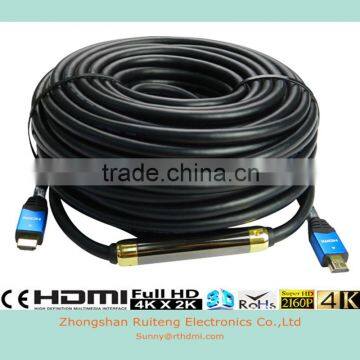 V2.0 low price good quality ultra long HDMI Cable with booster and Ethernet up 40m V1.4 to 100m support 3D 4K