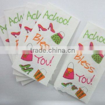 Pocket Facial Tissue Paper with logo printed Hankies Handkerchief