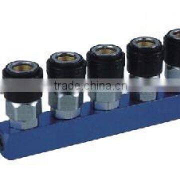 5 ways Manifold with Nitto/Japan pneumatic air release quick coupler,one touch coupling with plastic