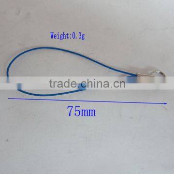 Blue color mobile phone strap with small key ring from China factory