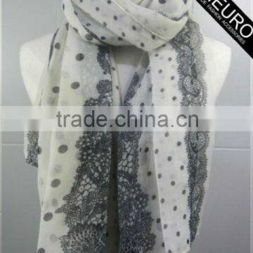 lace Printed &dots Printed Polyester Voile For Women Orange Color AZO Free BSCI and SEDEX Audited
