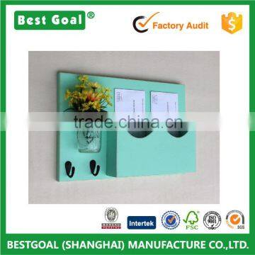 Decor Double Slot Mail Organizer with Key Hooks & Mason Jar