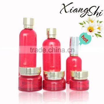 red colored cosmetic glass bottles packaing jar from china supplier