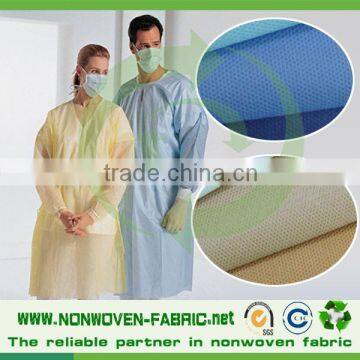 PP /SMS Nonwoven fabric for medical gown,40gsm white and blue color non woven /non woven sms fabric from quanzhou