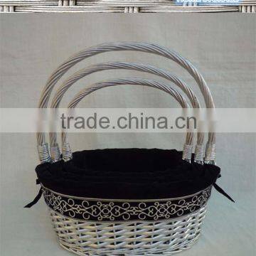 household essentials seagrass basket with black lining