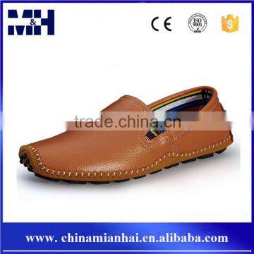 Round Toe Brown Color Genuine Leather Driving Loafer Moccasin Men Shoes