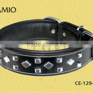 CE 129-A Leather dog collar padded with clincher