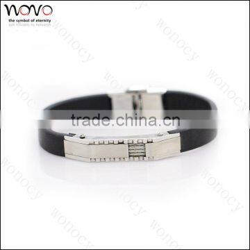 Fashion jewelry bracelets 316L stainless steel mens bracelets leather